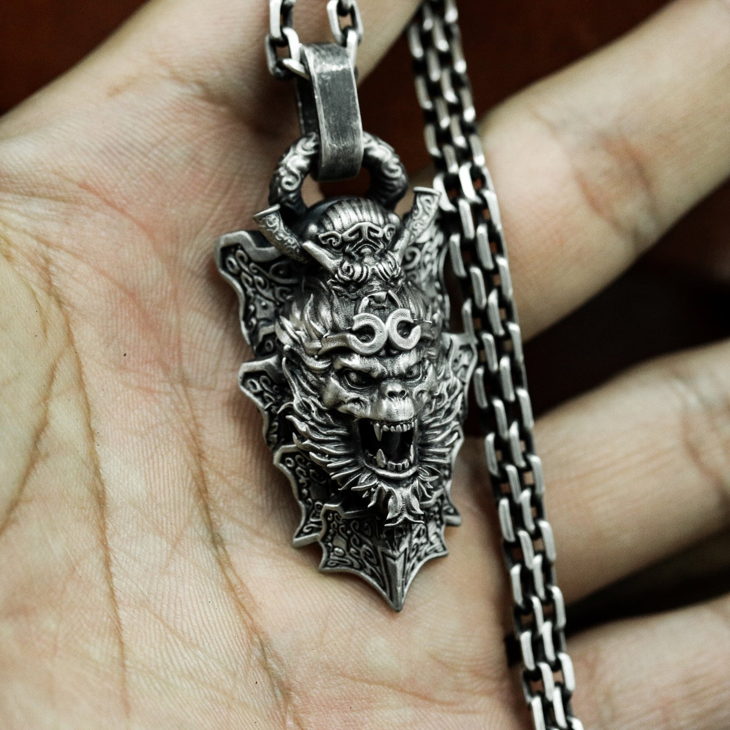 Monkey King Roar Pendant - Black Myth Edition - 925 Sterling Silver Handmade
