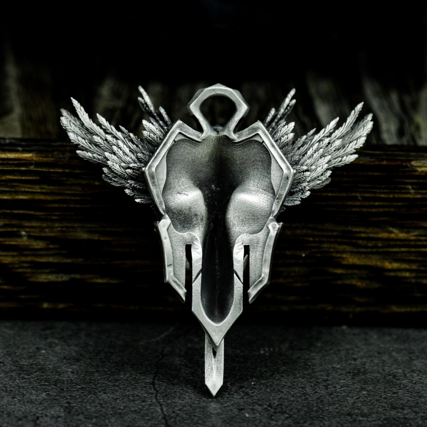 Winged Warrior Pendant with Blade and Shield - 925 Sterling Silver Handmade