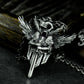 Winged Warrior Pendant with Blade and Shield - 925 Sterling Silver Handmade