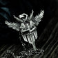 Winged Warrior Pendant with Blade and Shield - 925 Sterling Silver Handmade