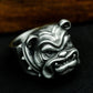 Bulldog Ring with Spiked Collar Detail - 925 Sterling Silver Handmade