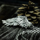 Broken Wing Pendant with Layered Feathers - 925 Sterling Silver Handmade