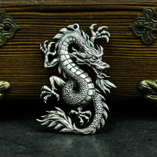 Ascending Dragon Pendant with Pearl ¨C 925 Sterling Silver Handmade