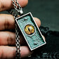 Dragon Eye Pendant with Textured Rectangular Frame ¨C 925 Sterling Silver Handmade