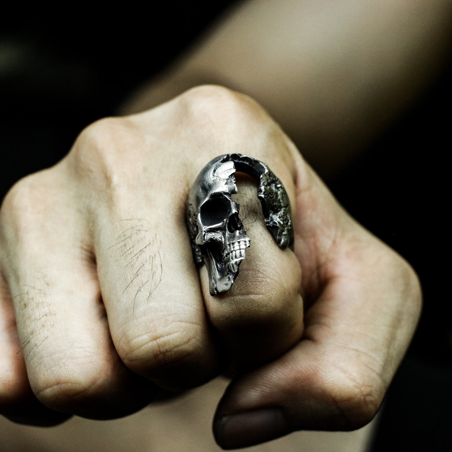 Half Skull Ring - 925 Silver Handmade Death & Decay