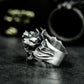 Hyena Trio Ring ¨C Handmade 925 Silver Snarling Pack Band