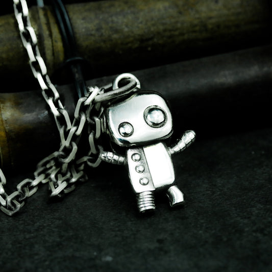 Asymmetric Robot Pendant - 925 Silver Handmade