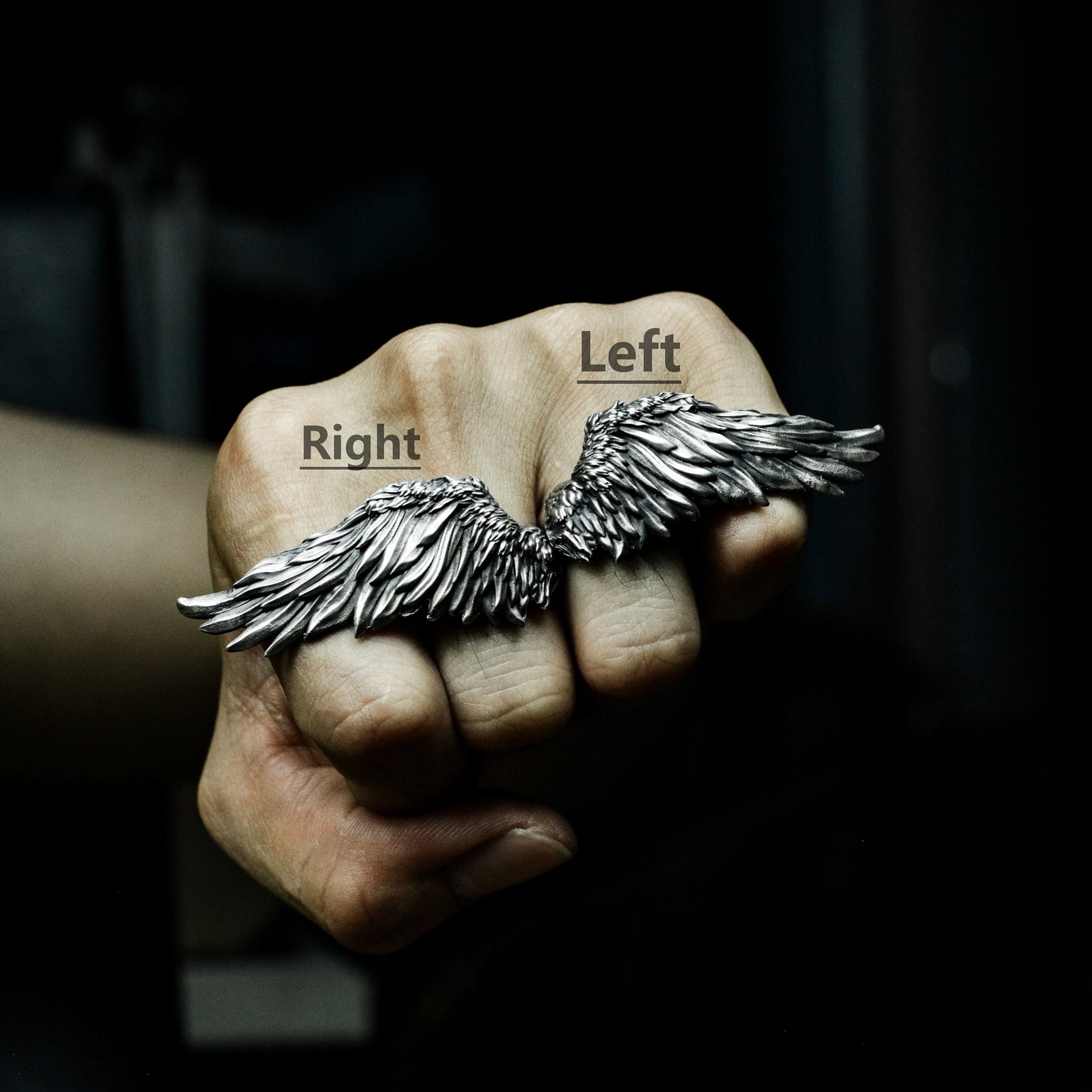 Soaring Wing Ring with Feathered Detail - 925 Sterling Silver Handmade