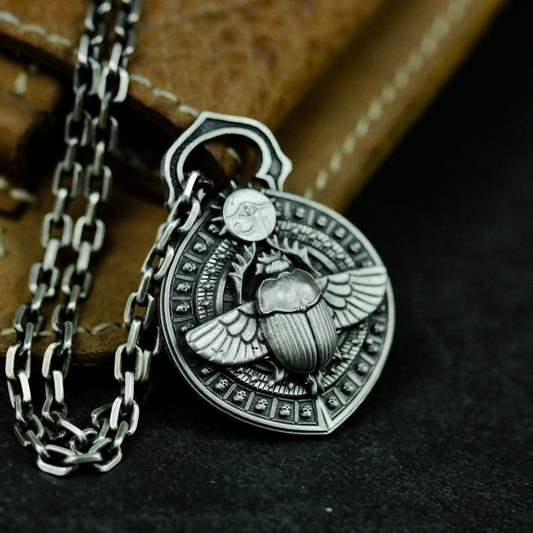 Scarab Medallion Pendant ¨C 925 Silver Handmade