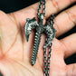 Dragon Spine Pendant with Bone Wings - 925 Sterling Silver Handmade