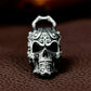 Patterned Skull Pendant with Tribal Engraving - 925 Sterling Silver Handmade