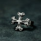 Iron Cross Ring with Barbed Tips ¨C 925 Sterling Silver Handmade