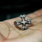Iron Cross Ring with Barbed Tips ¨C 925 Sterling Silver Handmade