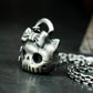 Cute Skull Cat Pendant - 925 Sterling Silver Handmade Gothic