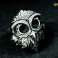 Goggled Owl Ring ¨C Handmade 925 Silver Forest Guardian Band