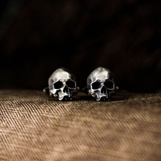 Human Skull Cufflinks - 925 Silver Handmade