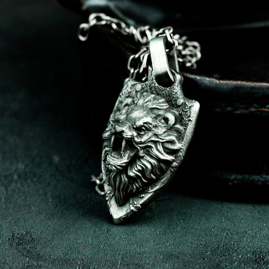 Lion Shield Pendant ¨C 925 Silver Handmade
