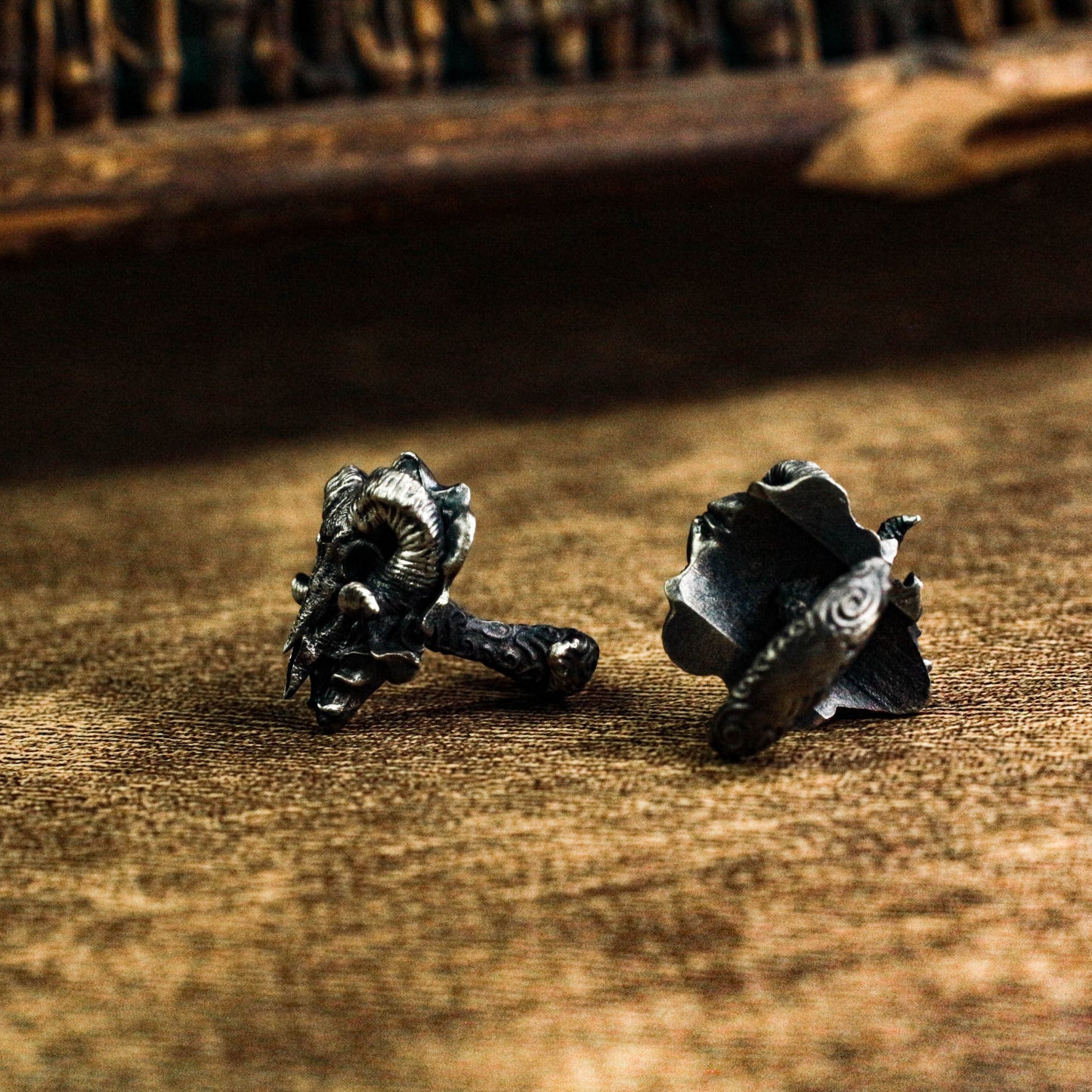 Sheep Head Skull Cufflinks - 925 Sterling Silver Handmade