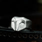Warrior Mask Ring with Bold Lines - 925 Sterling Silver Handmade