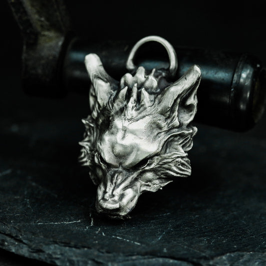 Wolf King Mask Pendant - 925 Silver Handmade