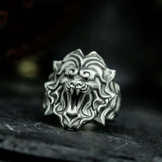 Lion Heraldic Ring - 925 Silver Handmade