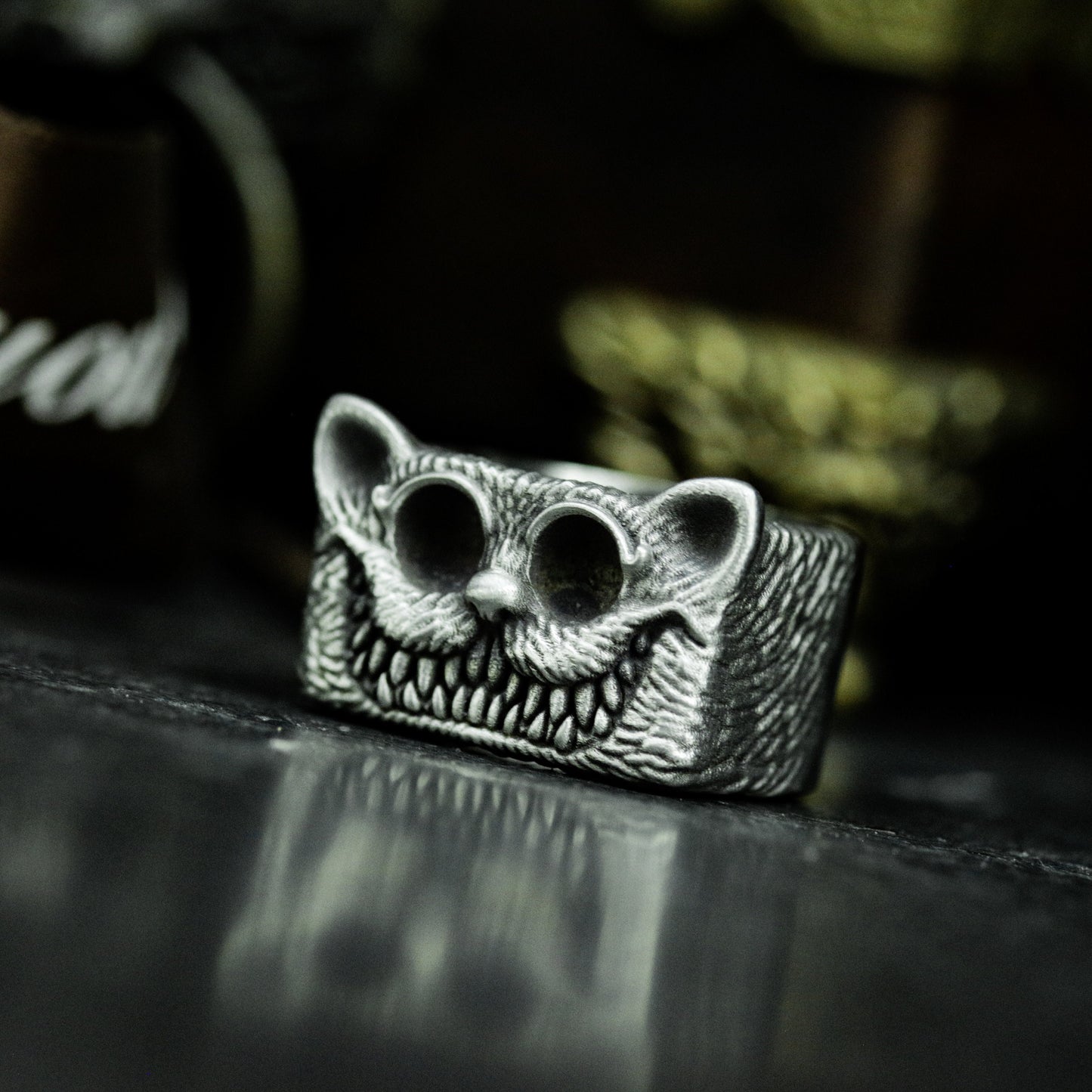 Grinning Cat Ring - 925 Silver Handmade