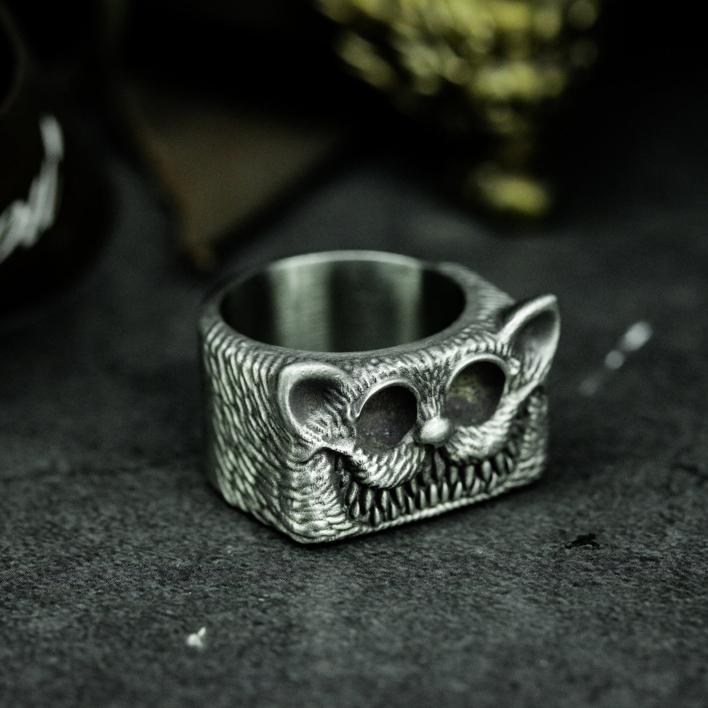 Grinning Cat Ring - 925 Silver Handmade