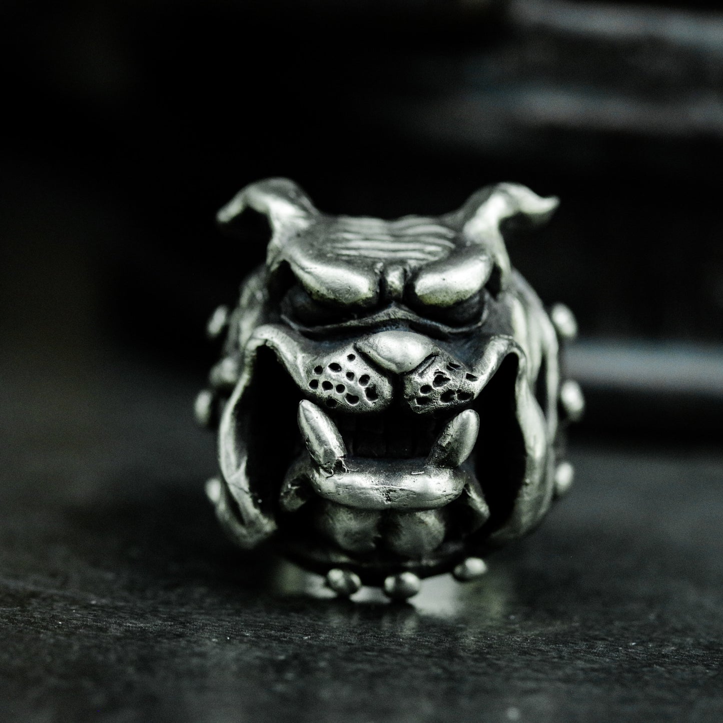 Snarling Bulldog Ring - 925 Silver Handmade Fierce Companion