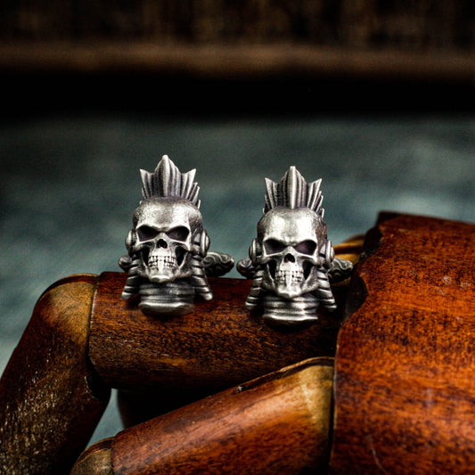 Mohican Skull Cufflinks - 925 Sterling Silver Handmade