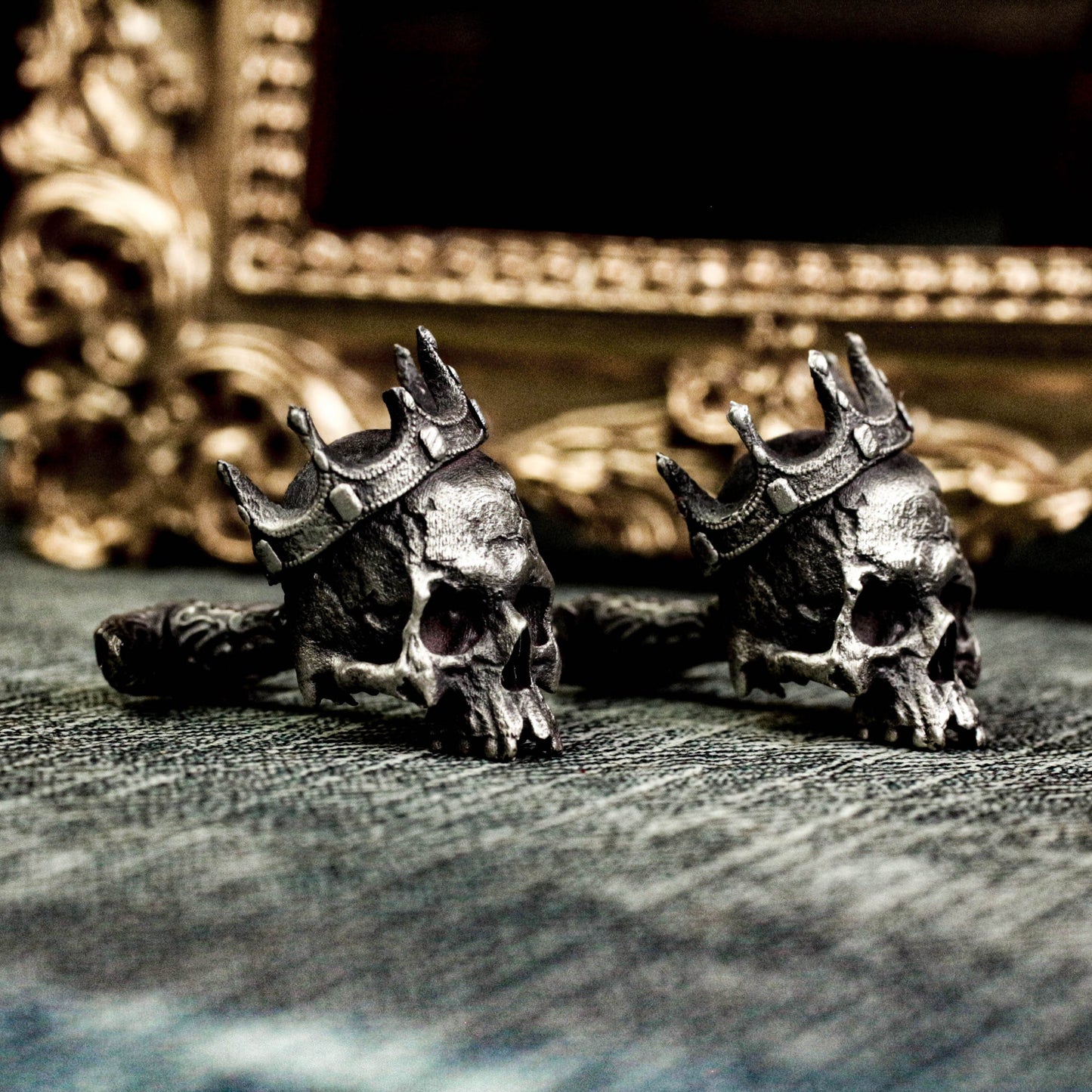 Crown Skull Cufflinks - 925 Silver Handmade