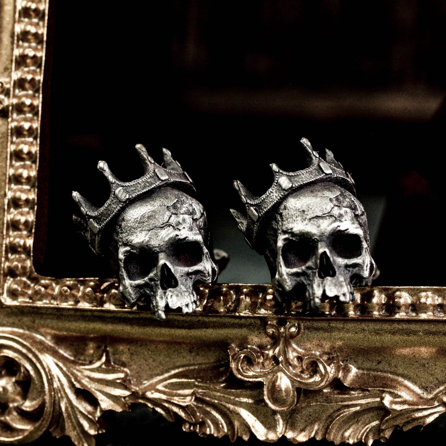 Crown Skull Cufflinks - 925 Silver Handmade