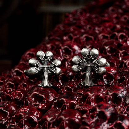 Plum Skull Cufflinks - Handmade 925 Silver Playing Card Design