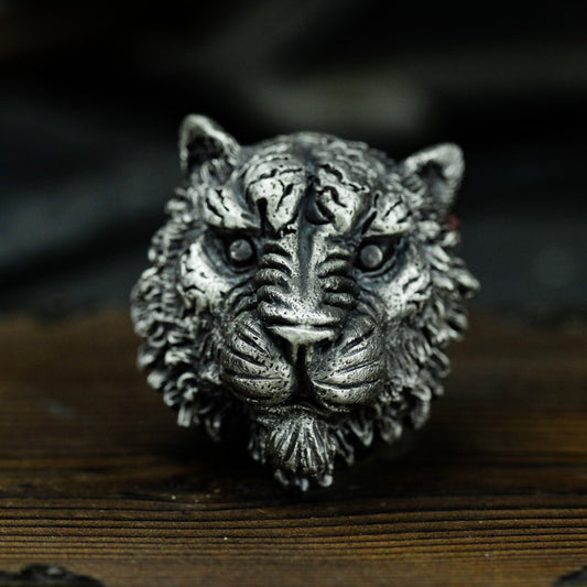 Big Tiger Head Ring - 925 Silver Handmade