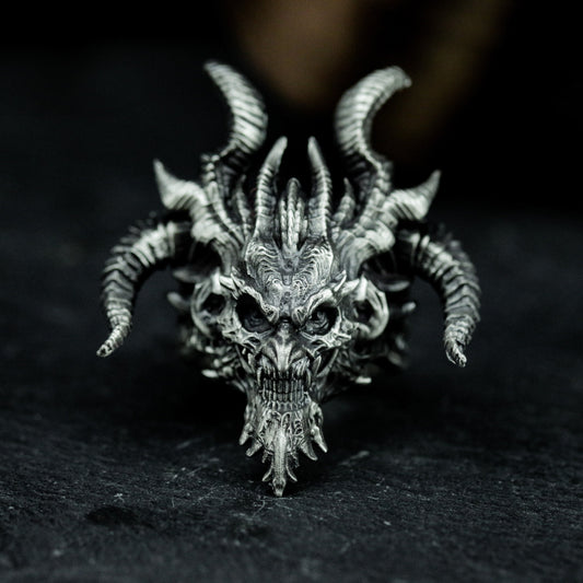 Multi-Horn Demon Ring ¨C Handmade 925 Silver Chaos Beast Band