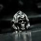 Long-Haired Skull Ring with Flowing Hood ¨C 925 Sterling Silver Handmade