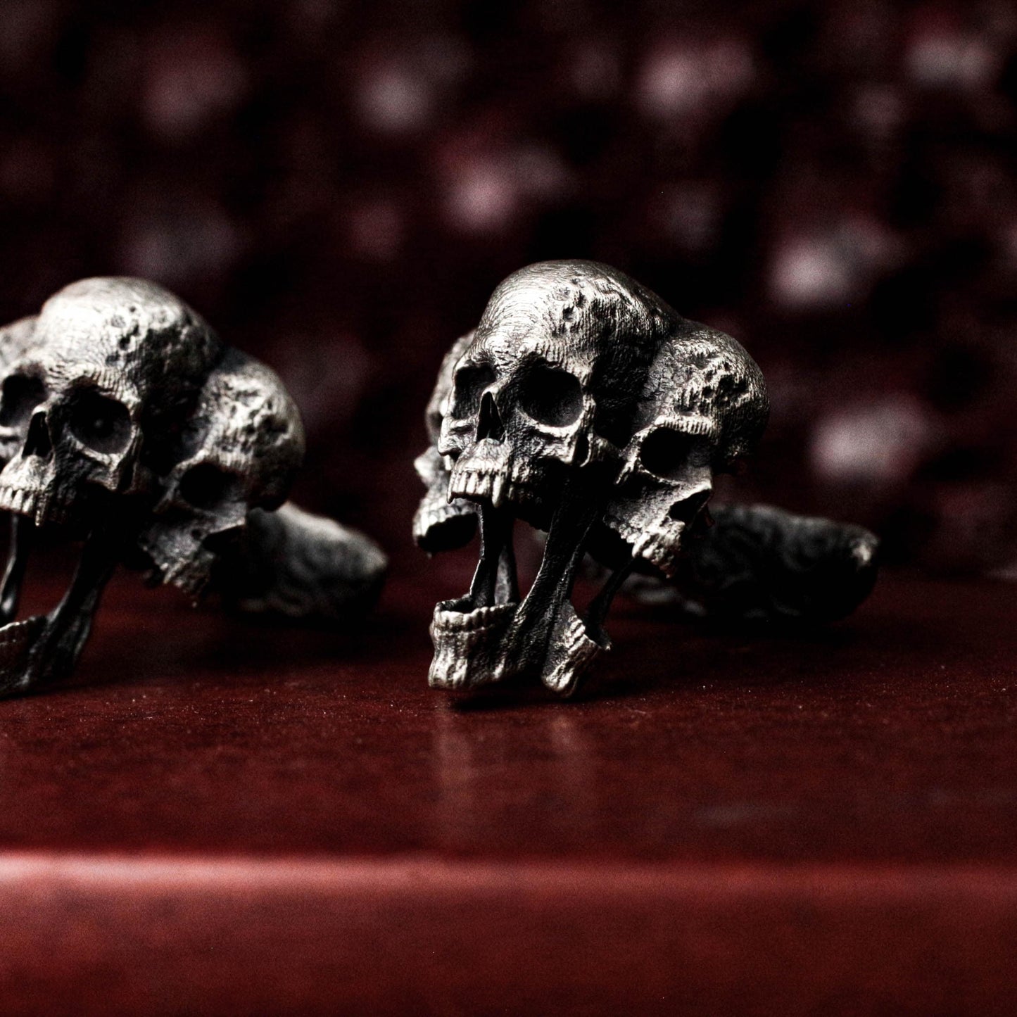 Three Headed Skull Cufflinks - 925 Sterling Silver Handmade