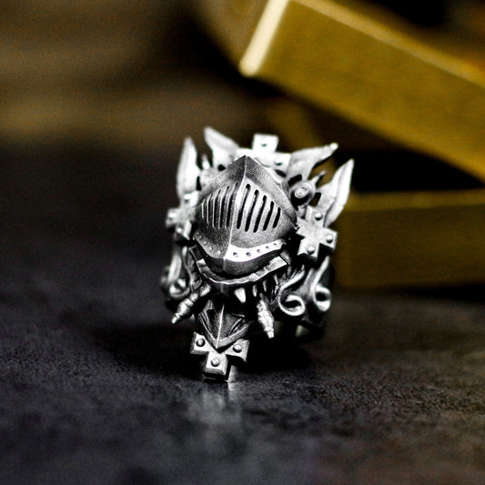 Knight Face Mask Ring - 925 Sterling Silver Handmade