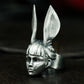 Bunny Girl Ring - 925 Silver Handmade Surreal Portrait