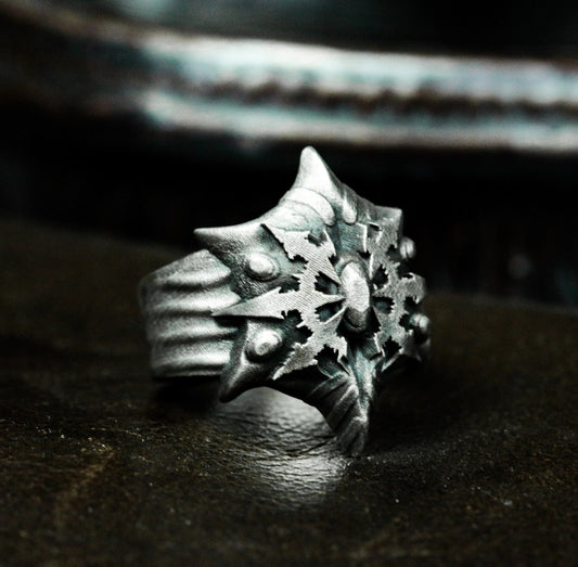 Gear Star Ring ¨C Handmade 925 Silver Steampunk Core Band