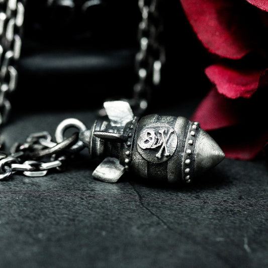 Mini Missile Pendant with Tactical Details ¨C 925 Sterling Silver Handmade