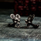 Roaring Mouse Skull Cufflinks - 925 Silver Handmade