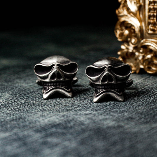 Victorian Skull Steampunk Cufflinks - 925 Sterling Silver Handmade