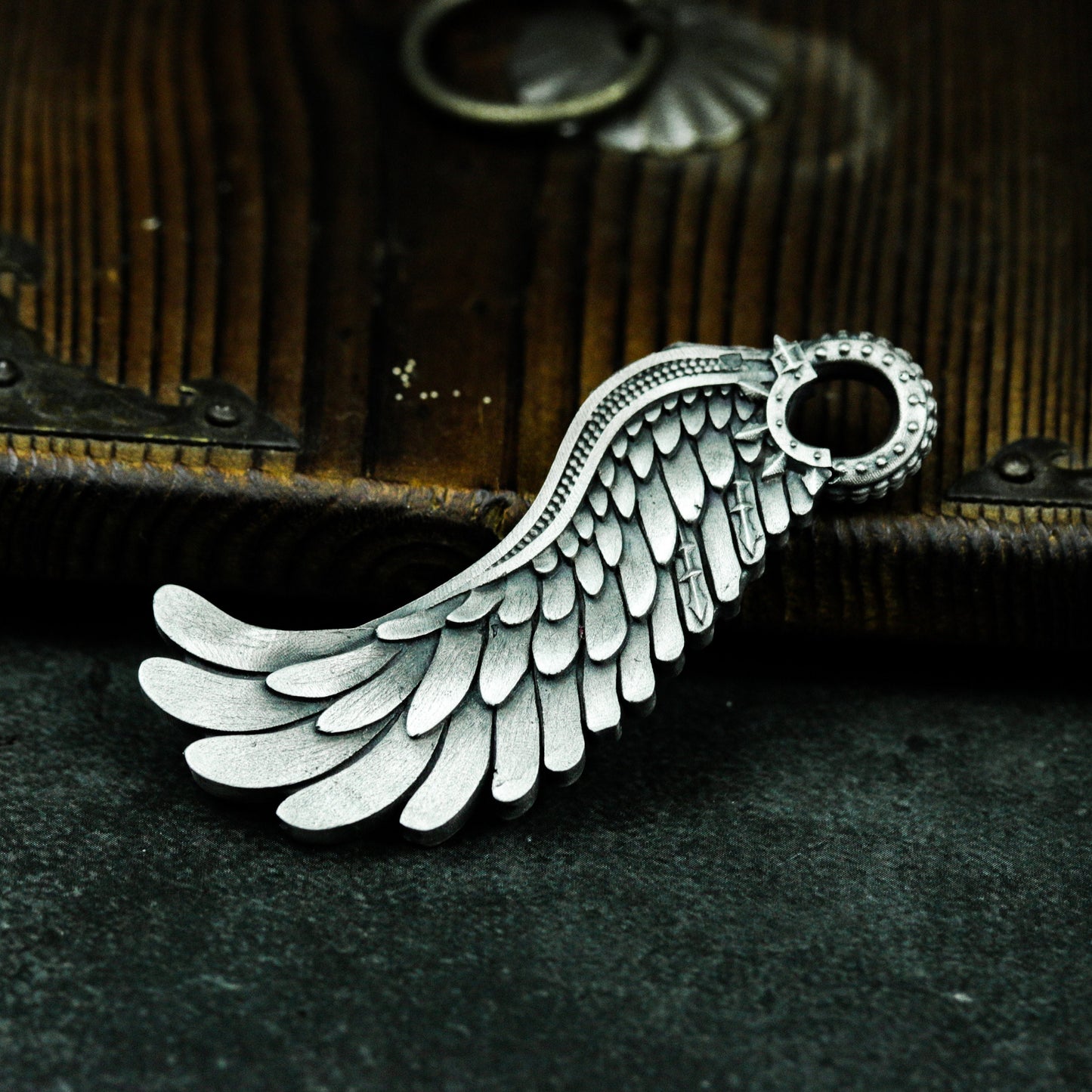 Mecha Feather Wing Pendant - 925 Sterling Silver Handmade