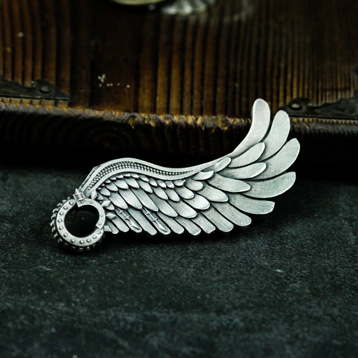 Mecha Feather Wing Pendant - 925 Sterling Silver Handmade