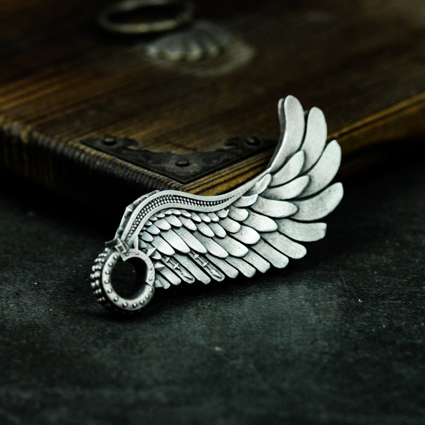 Mecha Feather Wing Pendant - 925 Sterling Silver Handmade