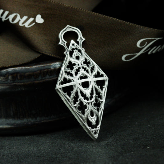 Geometric Gothic Lace Pendant ¨C 925 Sterling Silver Handmade
