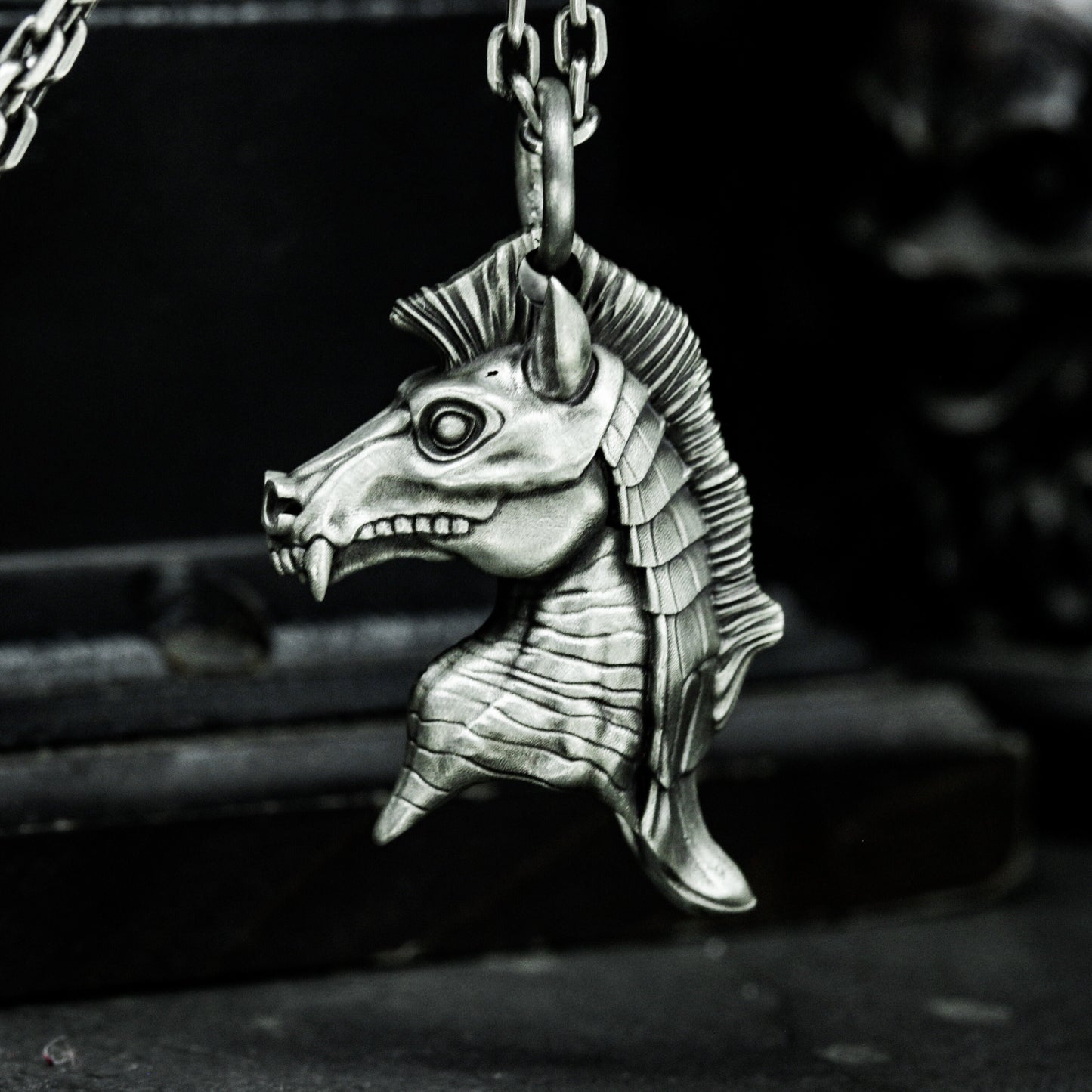 Zombie Horse Pendant - 925 Silver Handmade