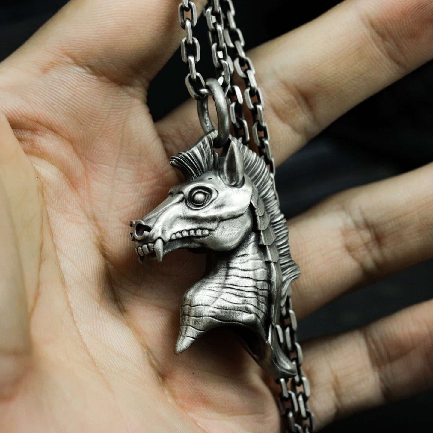 Zombie Horse Pendant - 925 Silver Handmade