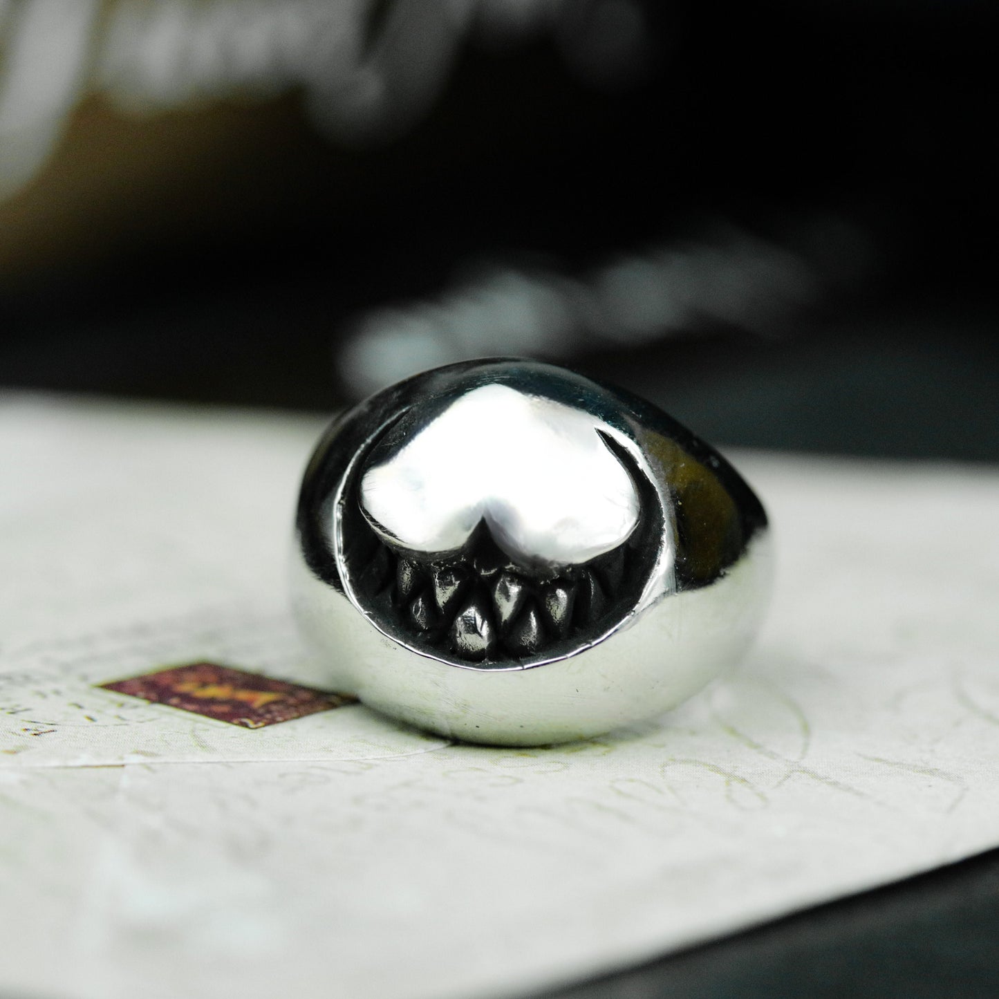 Smiley Face Gothic Ring - 925 Silver Handmade