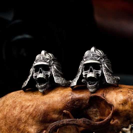 Samurai Skull Cufflinks - 925 Silver Handmade